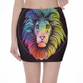 Colorful Leo Sign Print Pencil Mini Skirt