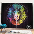 Colorful Leo Sign Print Pencil Pleat Curtains