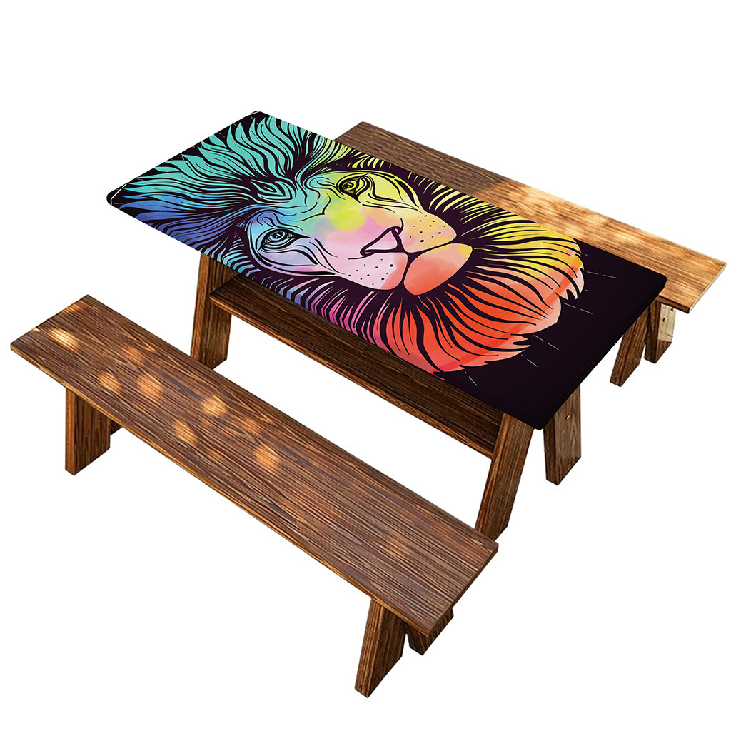 Colorful Leo Sign Print Picnic Table Cover