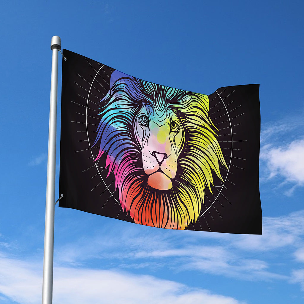 Colorful Leo Sign Print Polyester Flag