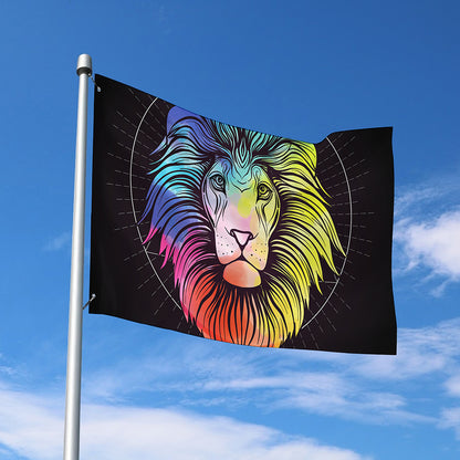 Colorful Leo Sign Print Polyester Flag