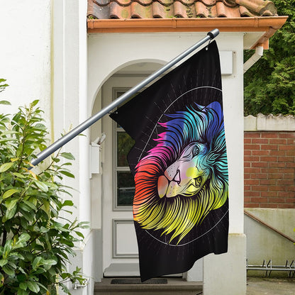 Colorful Leo Sign Print Polyester Flag