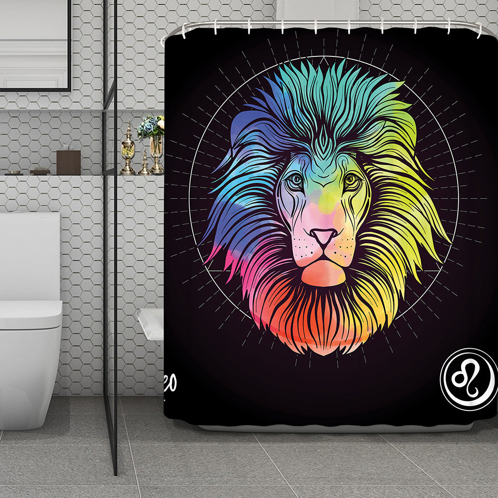 Colorful Leo Sign Print Polyester Shower Curtain