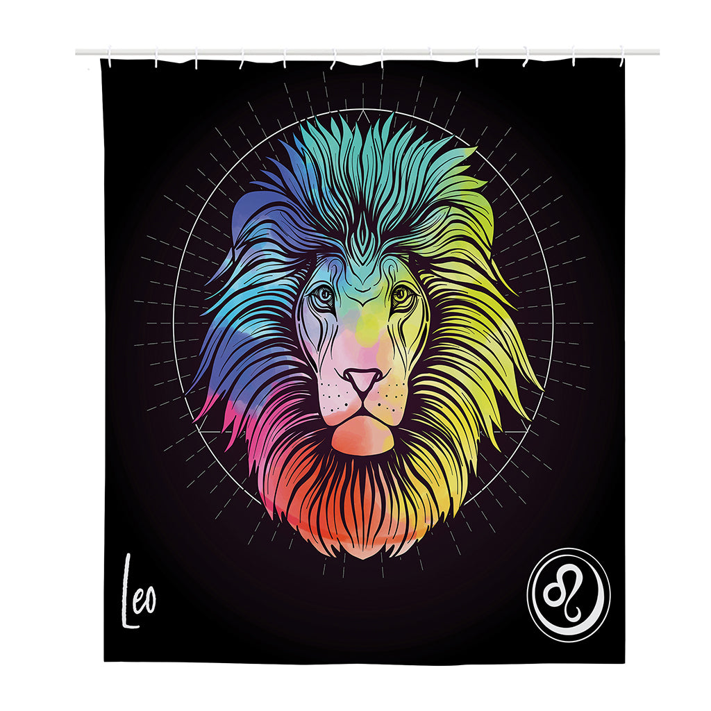 Colorful Leo Sign Print Polyester Shower Curtain