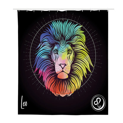 Colorful Leo Sign Print Polyester Shower Curtain
