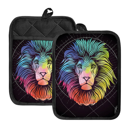 Colorful Leo Sign Print Pot Holders With Pocket