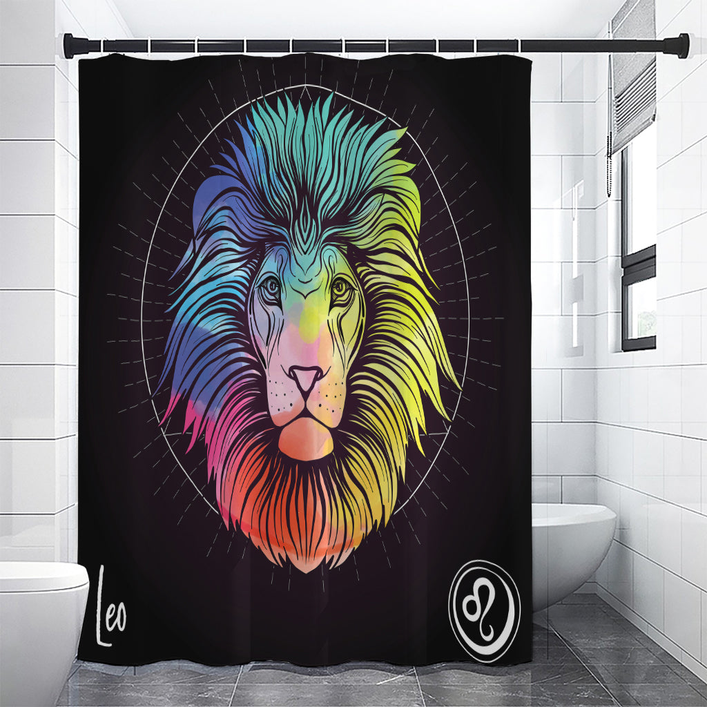 Colorful Leo Sign Print Premium Shower Curtain