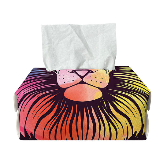 Colorful Leo Sign Print Rectangle Tissue Box Cover