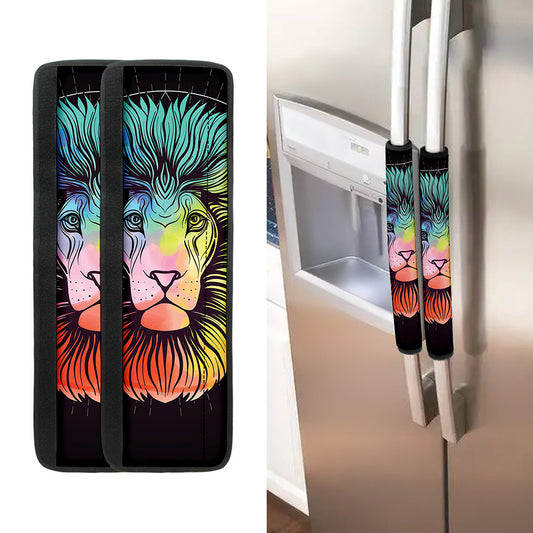 Colorful Leo Sign Print Refrigerator Handle Covers