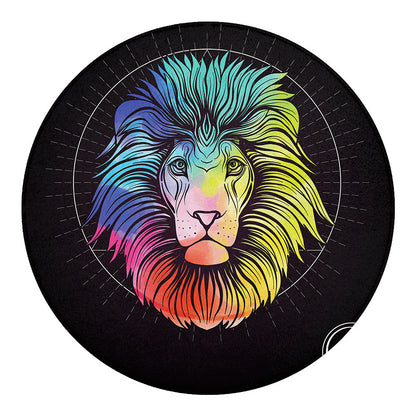 Colorful Leo Sign Print Round Blanket