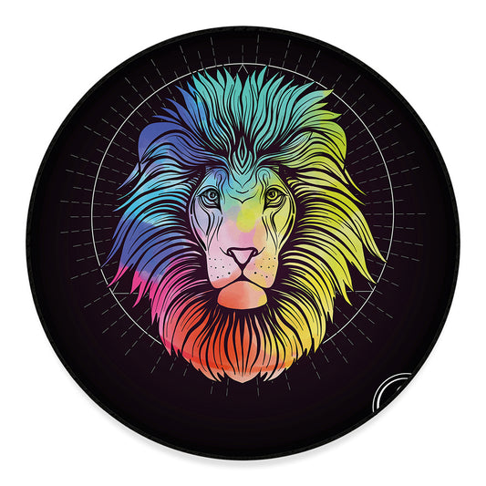 Colorful Leo Sign Print Round Floor Mat