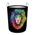 Colorful Leo Sign Print Round Laundry Basket