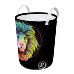 Colorful Leo Sign Print Round Laundry Basket