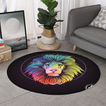 Colorful Leo Sign Print Round Rug
