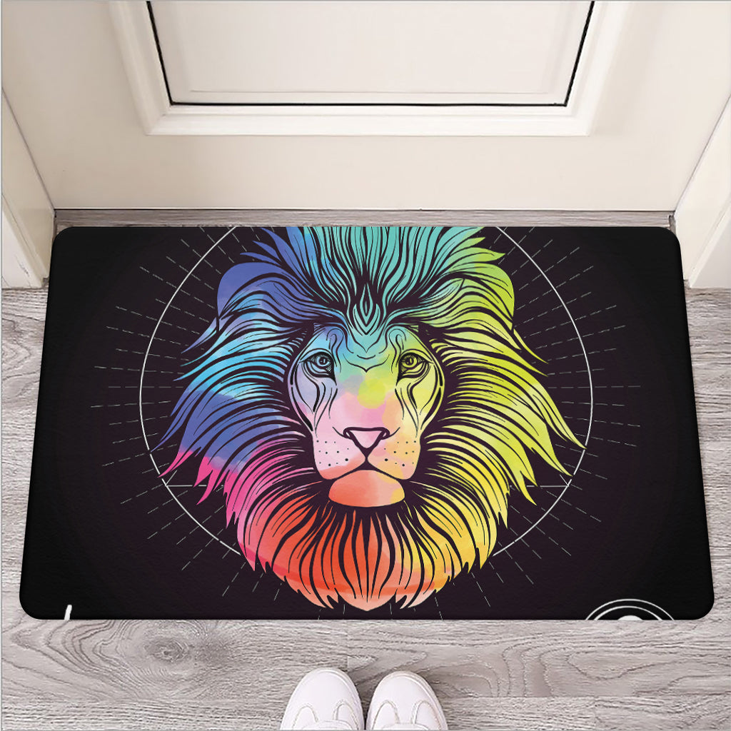 Colorful Leo Sign Print Rubber Doormat