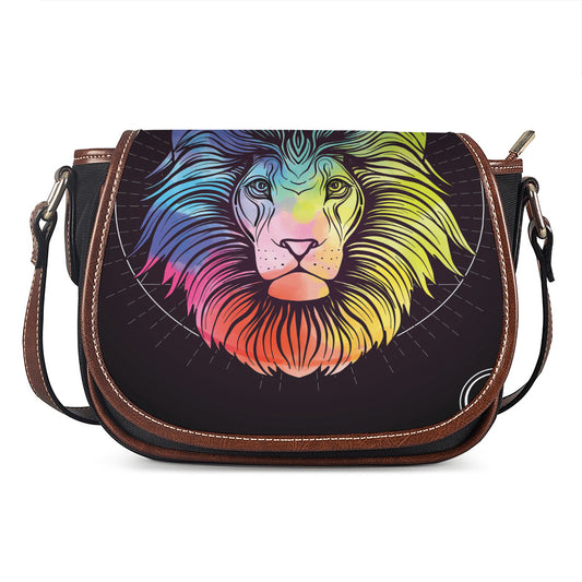 Colorful Leo Sign Print Saddle Bag