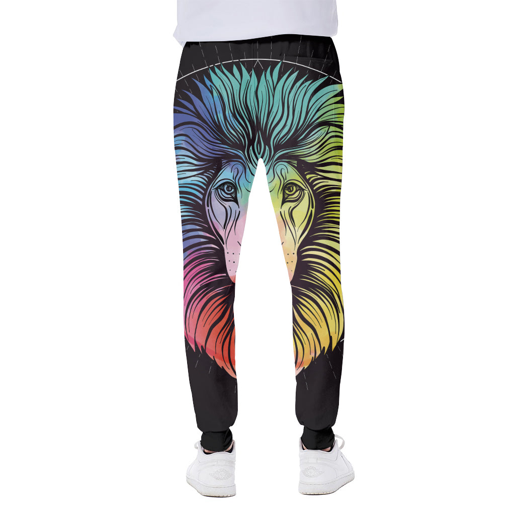 Colorful Leo Sign Print Scuba Joggers