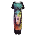 Colorful Leo Sign Print Short Sleeve Long Nightdress