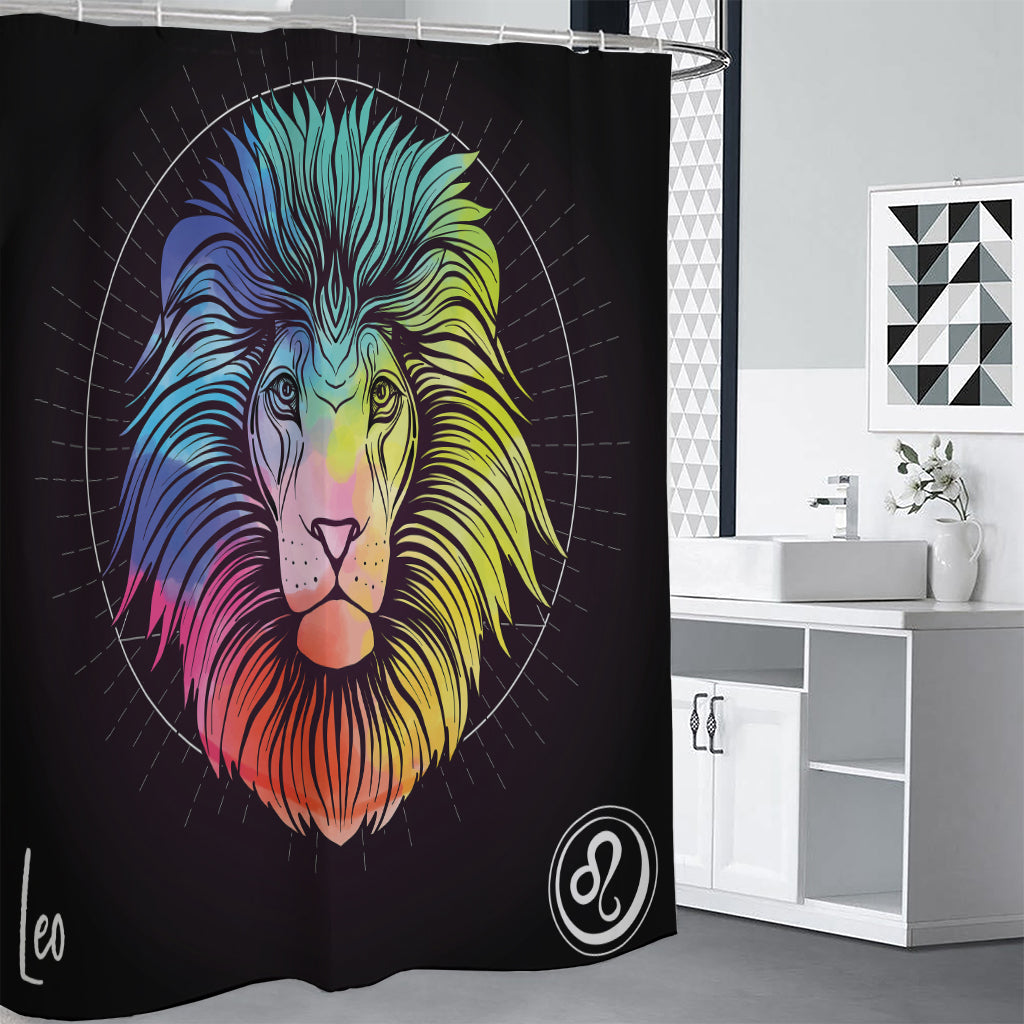 Colorful Leo Sign Print Shower Curtain