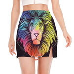 Colorful Leo Sign Print Side Slit Mini Skirt