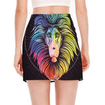 Colorful Leo Sign Print Side Slit Mini Skirt