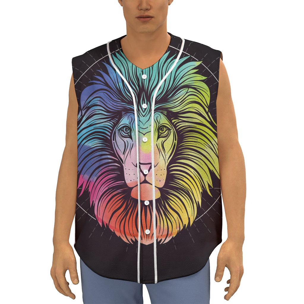 Colorful Leo Sign Print Sleeveless Baseball Jersey