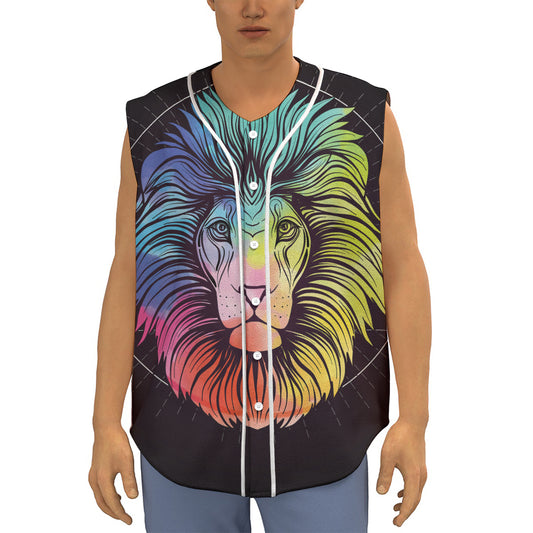 Colorful Leo Sign Print Sleeveless Baseball Jersey