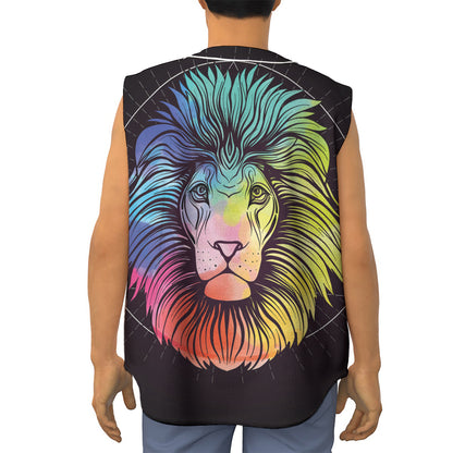 Colorful Leo Sign Print Sleeveless Baseball Jersey