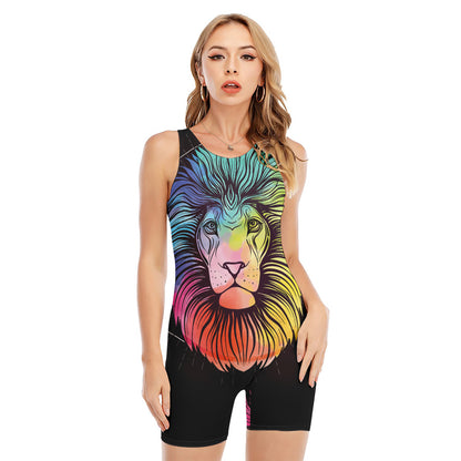 Colorful Leo Sign Print Sleeveless One Piece Swimsuit