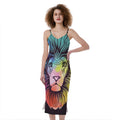 Colorful Leo Sign Print Slim Fit Midi Cami Dress