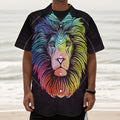 Colorful Leo Sign Print Textured Short Sleeve Shirt
