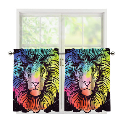 Colorful Leo Sign Print Tier Curtains
