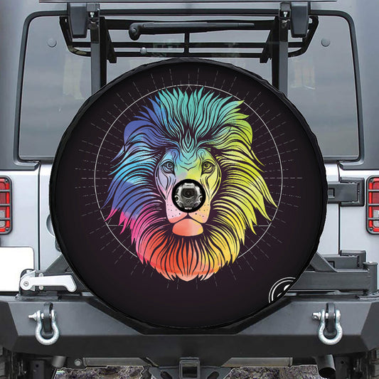 Colorful Leo Sign Print Tire Cover With Camera Hole