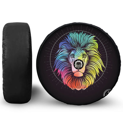 Colorful Leo Sign Print Tire Cover With Camera Hole