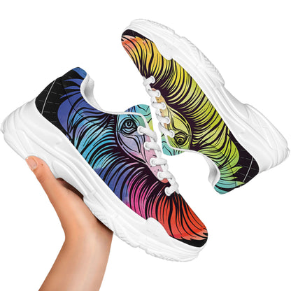 Colorful Leo Sign Print White Chunky Shoes
