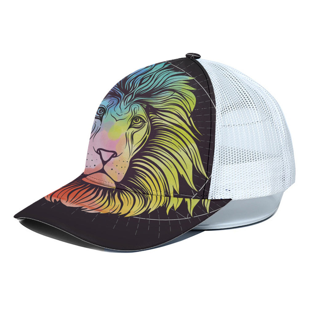 Colorful Leo Sign Print White Mesh Trucker Cap