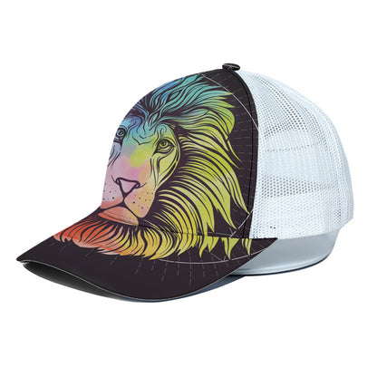 Colorful Leo Sign Print White Mesh Trucker Cap