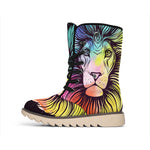 Colorful Leo Sign Print Winter Boots