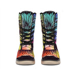 Colorful Leo Sign Print Winter Boots