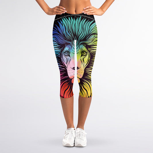 Colorful Leo Sign Print Women's Capri Leggings