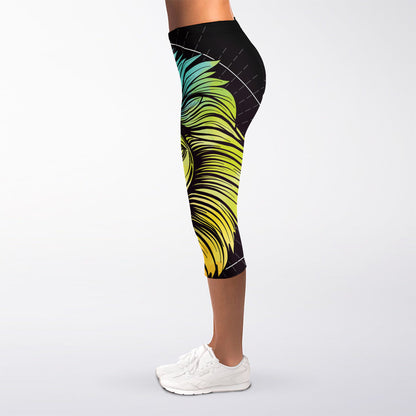 Colorful Leo Sign Print Women's Capri Leggings