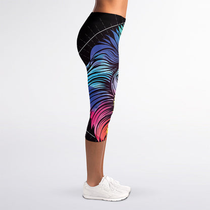 Colorful Leo Sign Print Women's Capri Leggings
