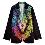 Colorful Leo Sign Print Women's Cotton Blazer