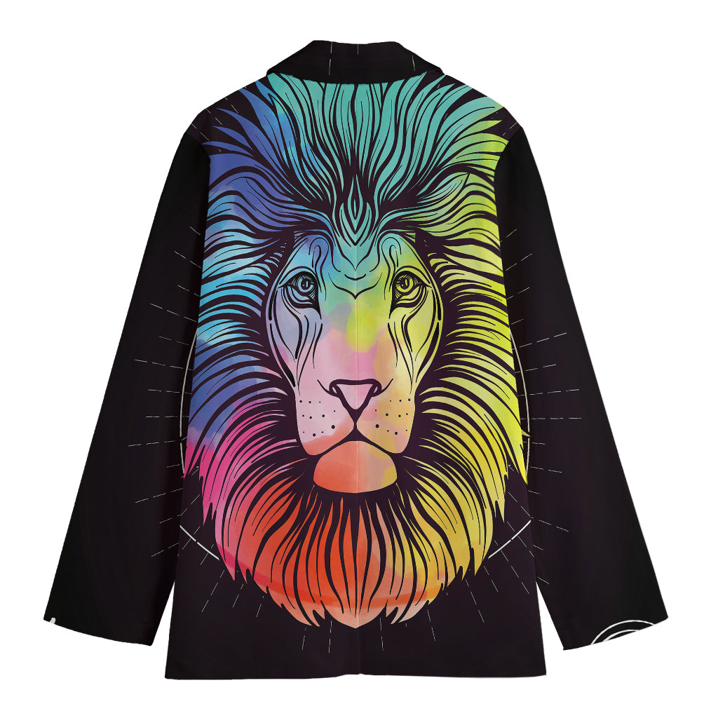Colorful Leo Sign Print Women's Cotton Blazer