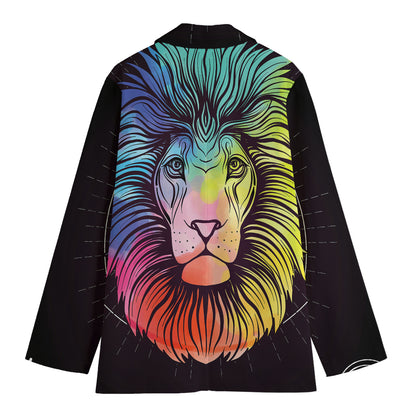 Colorful Leo Sign Print Women's Cotton Blazer