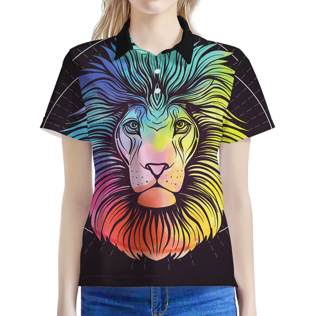 Colorful Leo Sign Print Women's Polo Shirt
