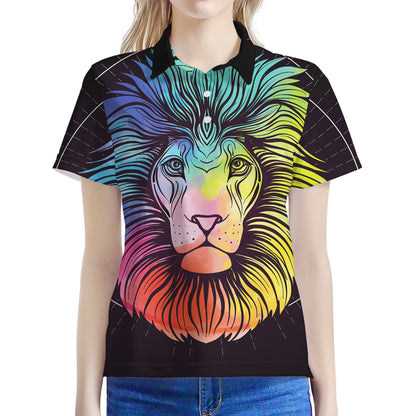 Colorful Leo Sign Print Women's Polo Shirt