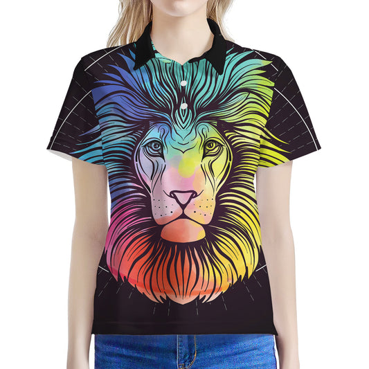Colorful Leo Sign Print Women's Polo Shirt