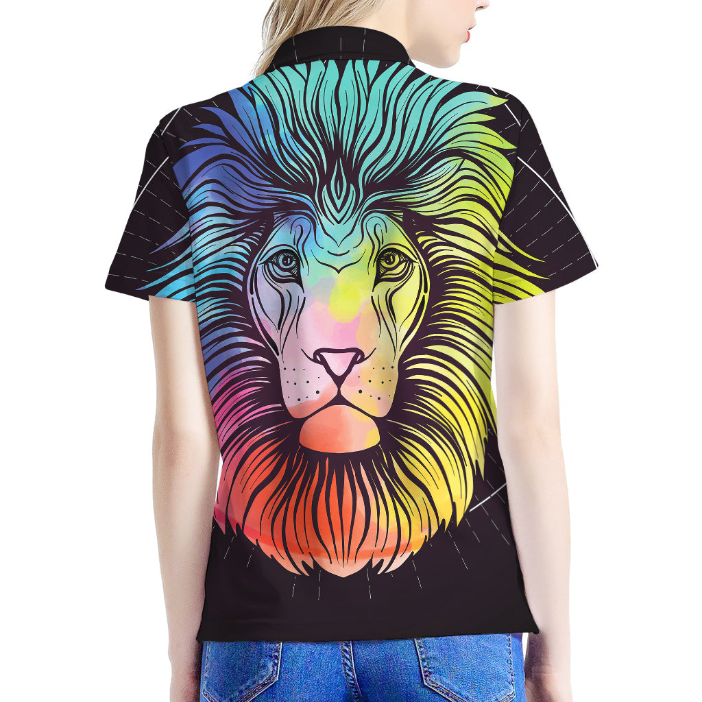 Colorful Leo Sign Print Women's Polo Shirt