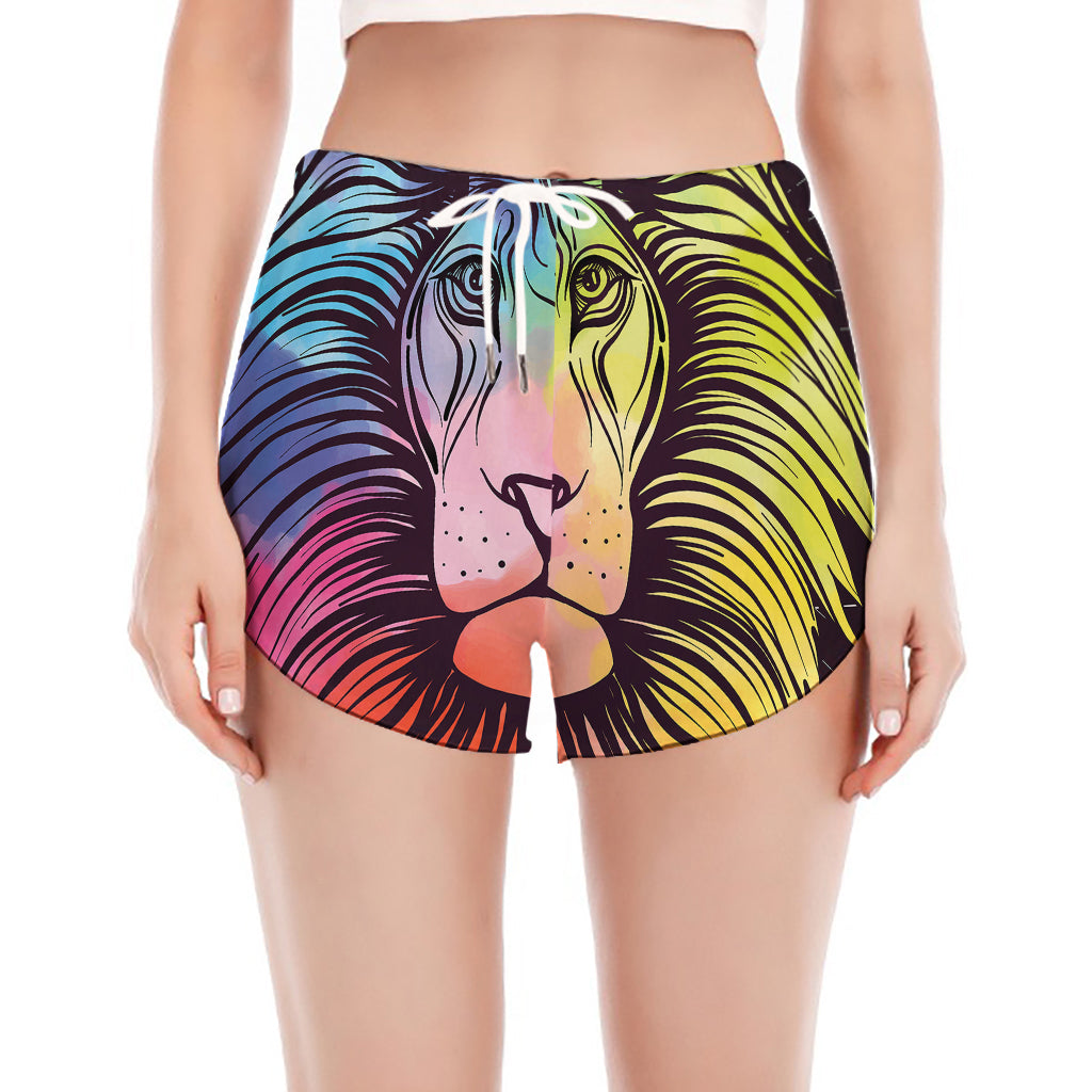 Colorful Leo Sign Print Women's Split Running Shorts
